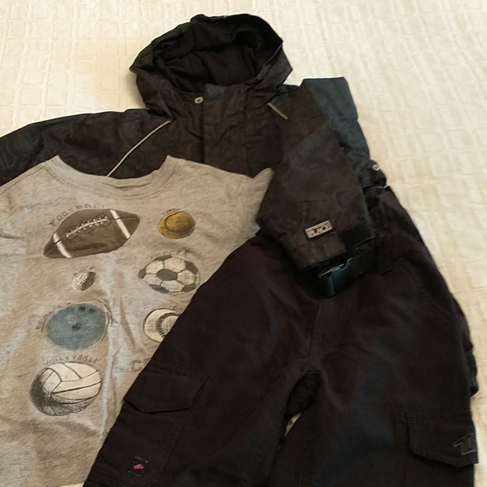 Children's Place Windbreaker, Hawke Pants And Crazy 8 Sport Shirt, Size 5, Black